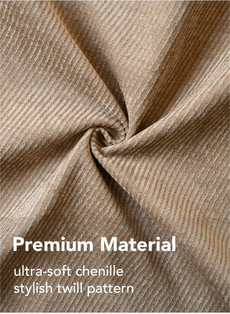 لحظة مجموعة من 2 غطاء وسادة زخرفي من شينيلا مع أغطية وسادة من التويل للأريكة وغرفة المعيشة والسرير مقاس 50 × 50 سم باللون البني الداكن. - Image 2